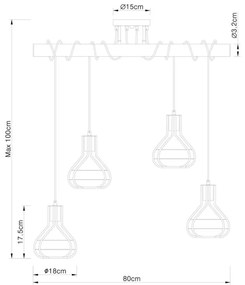 Globo 15388-4D - Csillár zsinóron CLASTRA 4xE27/60W/230V