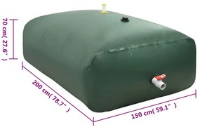 összecsukható PVC víztartály csappal 2100 L