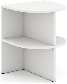 Félkör alakú kisasztal nyitott polcokkal