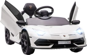 HOMCOM Gyermek Elektromos Autó LAMBORGHINI AVENTADOR SVJ ROADSTER 12V Gyerekautó 2.4G Távvezérlővel, 2 Motorral, MP3 Riasztóval, Zenével, Lágy Indítás