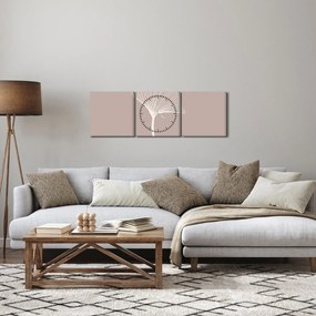 Kép - Bézs színű levelek N⁰5 (órával) (90x30 cm)