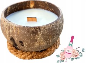 Illatgyertya Kókuszban KM8R Rózsaszín Ragyogás Kézzel Készített Fa Kanóc