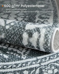 Kerek Szőnyeg, Kültéri Szőnyeg, Boho, 160 cm átmérő, Mosható, Antracitszürke