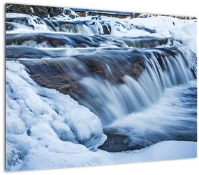 Egy folyó képe télen (üvegen) (70x50 cm)