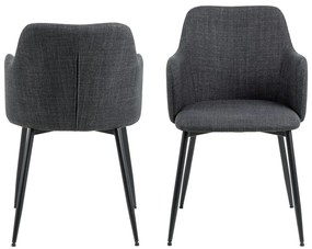 Antracitszürke kárpitozott étkezőfotel szett 2 db-os Ilsa – Actona