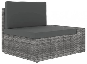 3 személyes szürke elemes polyrattan kanapé