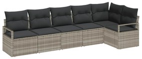 vidaXL Kerti Kanapé Szett párnával 6 pcs Világosszürke polirattan