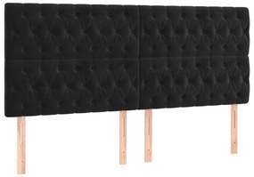 fekete bársony LED-es fejtámla 200x7x118/128 cm