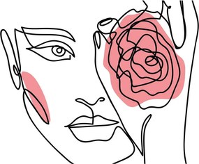 Kép - Line art arc rózsával (120x50 cm)