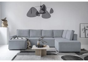 Világosszürke kordbársony kinyitható sarokkanapé (jobb oldali-U alakú) Brave Dave – Miuform