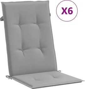 vidaXL 6 db szürke szövet kerti magas háttámlájú székpárna 120x50x3 cm