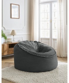 Sötétszürke kordbársony babzsákfotel Socrate – Bobochic Paris