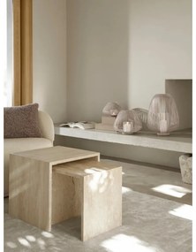 Bézs fedeles dekoratív műbőr tárolódoboz szett 2 db-os 40x30x11 cm Sahla – Blomus