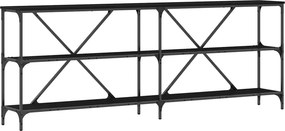 vidaXL Konzolasztal polcokkal Fekete tölgy 200 x 30 x 75 cm Faanyag