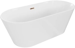 Mexen Flavia, szabadon álló kád 150 x 75 cm, fehér, rózsaszín arany túlfolyó, 54031507500-60