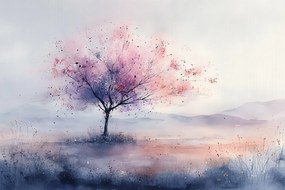 Fotótapéta Flizelina Tájkép Köd Cseresznyefa Sakura Rózsaszín 152,5x104 ragasztó