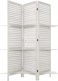 Összecsukható Paraván Polcokkal Fehér Boho Mdf 120 X 170 3 Szárny 3 Polc