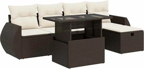 vidaXL 6 részes barna polyrattan kerti ülőgarnitúra párnával