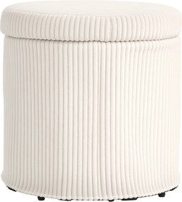 HOMCOM Kerek Tároló Puff Puff Kárpitozott Bársonyos Üléssel Levehető Fedéllel Előszobába, Hálószobába, Nappaliba Ø40x41 cm Beige | Aosom