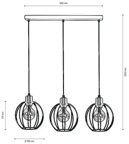 Spot-Light DO15659304 - BERIS 3 ágú függeszték E27 60W 230V