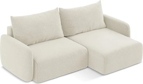 Krémszínű kinyitható-tárolóhelyes sarokkanapé (jobb oldali) Kalena – Makamii