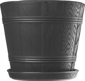 Virágtartó Kaspó Virágtartó Állvánnyal Fedő Kerek 19 cm Műanyag Grafit