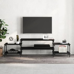 fekete szerelt fa TV-szekrény 197x35x52 cm
