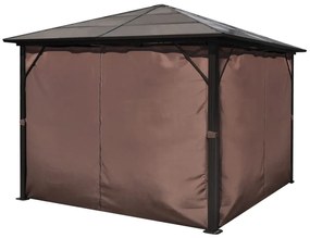 alumínium kerti pavilon barna függönnyel 300 x 300 cm