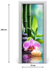 Ajtóposzter Orchidea és bambusz 95x205 cm