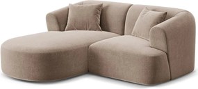 Világosbarna bársony sarokkanapé (bal oldali-heverő résszel) Campi – Cosmopolitan Design