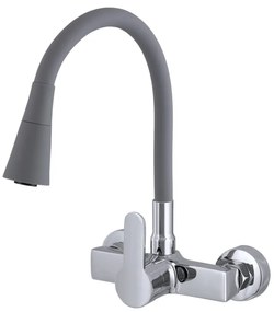 Gamma Flex 3000, falra szerelhető mosogató csaptelep rugalmas karral, szürke-króm, GMA-BFXS-3000G