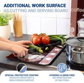 Edzett üveg tűzhely fedőlap szett 2 db-os 30x52 cm Coffee – Maximex