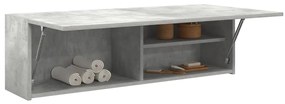 betonszürke szerelt fa fali fürdőszobaszekrény 100x25x30 cm