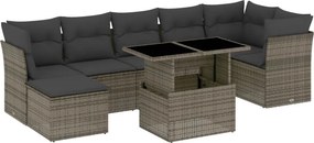 vidaXL 8 részes szürke polyrattan kerti ülőgarnitúra párnákkal
