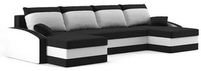 SPARTAN U alakú kinyitható kanapé Fekete-fehér