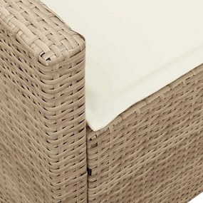 bézs polyrattan kerti kanapé párnával
