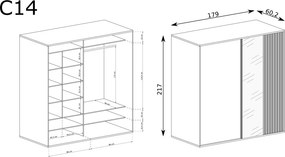Aldabra Cali C-14 gardróbszekrény, tölgy