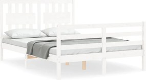 vidaXL fehér tömör fa ágykeret fejtámlával Double