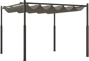 Outsunny 3 x 3 m felhúzható pergola – 180 g/m² poliészter, UPF30+, mágneses rögzítés, szürke | Aosom