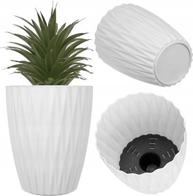 Virágtartó Fedő 17,5cm Műanyag Virágok 3D Kerek Betéttel Fehér