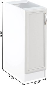Alsószekrény D30, balos, fehér/sosna Andersen, SICILIA