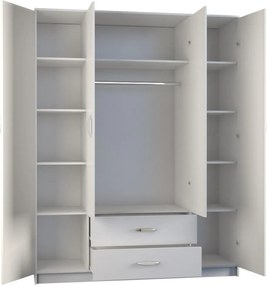 ROMANA 160 gardróbszekrény tükörrel, fehér