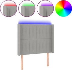 vidaXL világosszürke szövet LED-es fejtámla 83x16x118/128 cm