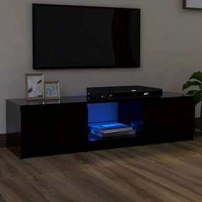 Fekete tv-szekrény led lámpákkal 140 x 40 x 35,5 cm