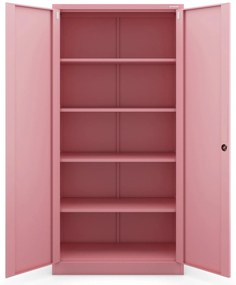Fémszekrény otthoni irodába JAN, 900 x 1850 x 400 mm, Fresh Style: púderrózsaszín