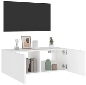 fehér falra szerelhető TV-szekrény LED-lámpákkal 80x35x31 cm