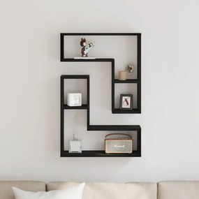 Fali Polc 2 db Fekete Tölgy 50x15x85 cm Műanyag