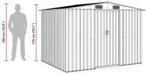 zöld fém kerti fészer 257 x 205 x 178 cm