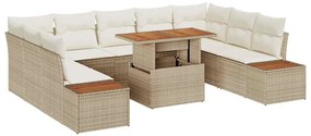 vidaXL Kert étkező szett párnával 10 pcs Beige és krém