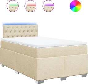 vidaXL krémszínű szövet rugós ágy matraccal 120 x 200 cm